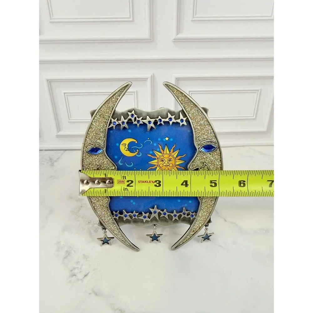VTG 1990s Celestial Metal Photo Frame Crescent Moons Gems Stars 4